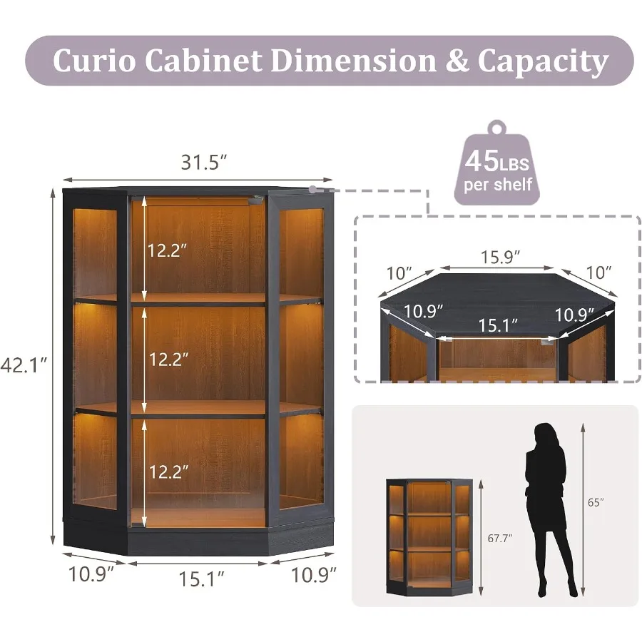 Vitrine de canto com portas de - Lighting avaliação e preço