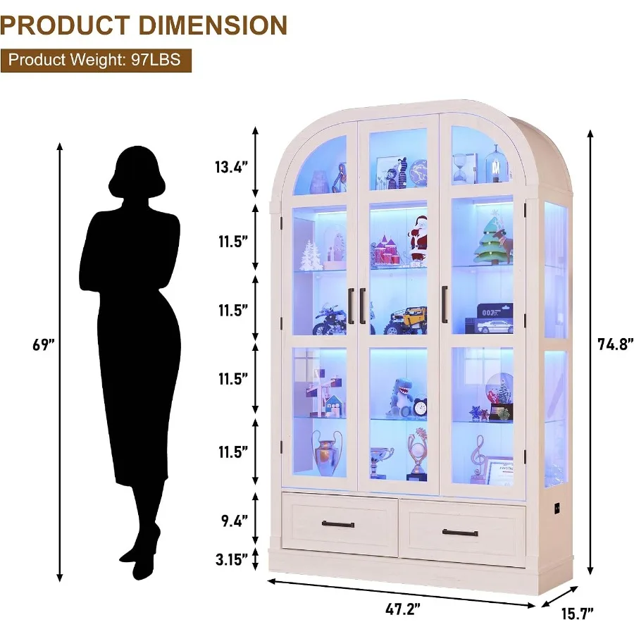 Vitrine arqueada de 74